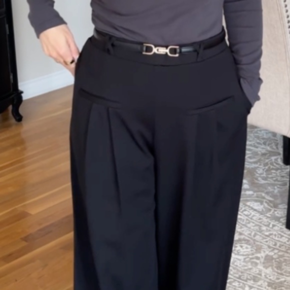 NWT - OGL Drapey Bamboo Ponte Mid Rise Wide Leg Trouser with Pockets - Picture 4 of 7